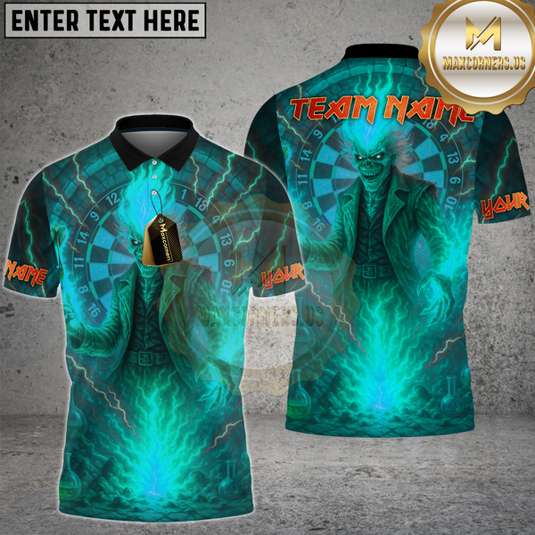 Maxcorners Dart Shirt Flaming Demon Lightning Power Multioptions Personalized Name, Team Name Unisex 3D Shirt (4 Colors)