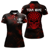 Maxcorners Men's Custom Darts Team Shirt - Skull & Dartboard Graphic With Grunge Red Pattern LM2404