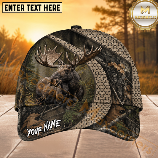 Maxcorners Moose Hunting Dark Forest Personalized 3D Cap
