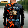 Maxcorners Life's Better With A Rod In Hand SPF Shirts, Marlin Fishing Shirts For Men, Funny Fisherman Gift