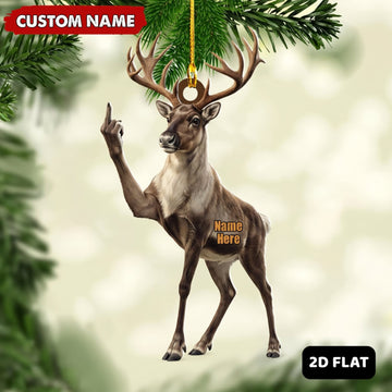 Maxcorners Whitetail Deer Hunting Middle Finger Gesture Whitetail Hunter Gift Customized Name 3D Keychain And Ornament