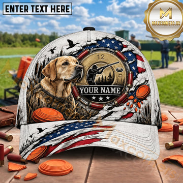 Maxcorners Patriotic USA Labrador Clay Target Trap Shooting Personalized Name 3D Cap