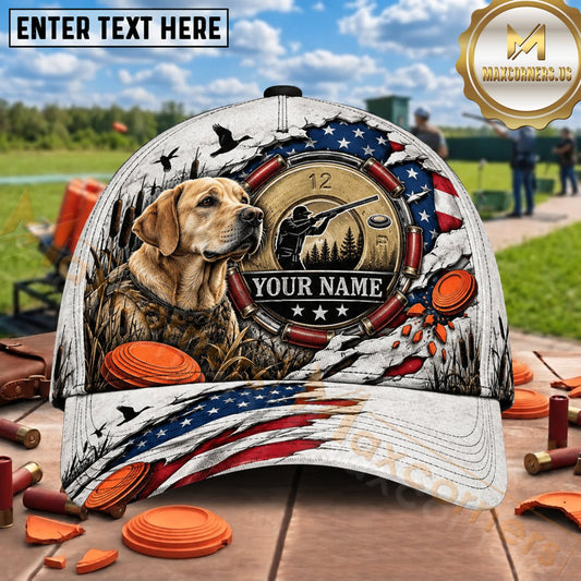 Maxcorners Patriotic USA Labrador Clay Target Trap Shooting Personalized Name 3D Cap