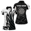 Maxcorners Personalized Black White Break Glass Dart Shirts For Men Custom Wings Dart Jersey Polo & 1/4 Zip LM184