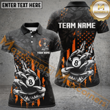 Maxcorners Funny Claw Tearing Us Flag 8 Ball Pool Bowling Jersey Customized Name, Team Name 3D Shirt