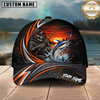 Maxcorners Fishing Skull Angler Orange Wave Personalized 3D Cap