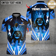 Maxcorners King Bowling Cartoon With Flame Multicolor Customized Name, Team Name 3D Shirts