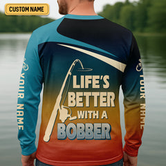 Maxcorners Life's Better With A Bobber Fishing UPF Shirts, Men's Fishing Shirts Long Sleeve, Presents For Fishermen