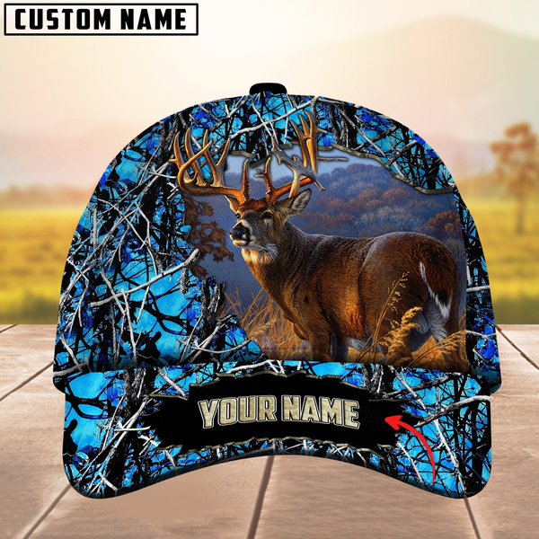 Maxcorners Premium Unique Collab Deer Hunting Camouflage Pattern Multicolor Personalized Name 3D Cap