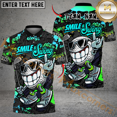 Maxcorner Smile & Swing Urban Golf Polo Shirt Customized Name, Team Name 3D Shirts (4 Colors)