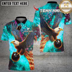 Maxcorners Bowling Sky Eagle US Flag Multicolor Customized Name, Team Name 3D Shirts