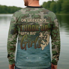 Maxcorners On Weekends I Hook Up With Big Girls Camo Bass Fishing Shirt, Funny Fishing Shirt, Fishing Shirts For Men