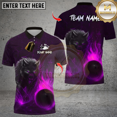 Maxcorners Flame Bowling And Savage Wolf Design Multioptions Personalized Name, Team Name Unisex 3D Shirts