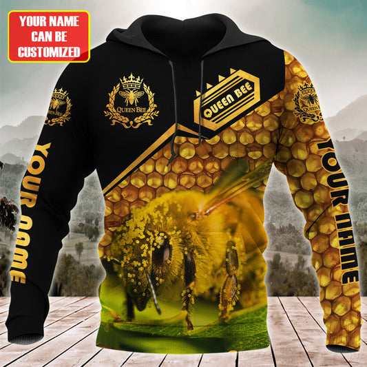 Maxcorners Personalized Name Queen Bee All Over Printed Unisex Shirt LM1304