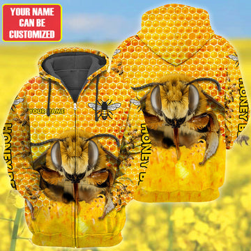 Maxcorners Personalized Name Honey Bee 21 All Over Printed Unisex Shirt LM1304
