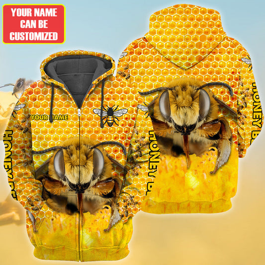 Maxcorners Personalized Name Honey Bee 21 All Over Printed Unisex Shirt LM1304