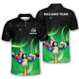 Maxcorners Black Gradient Billiard 3D Polo Shirts