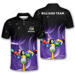 Maxcorners Black Gradient Billiard 3D Polo Shirts