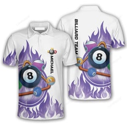 Maxcorners Pool Game On Fire Billiard 3D Polo Shirts