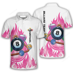 Maxcorners Pool Game On Fire Billiard 3D Polo Shirts