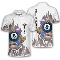 Maxcorners Pool Game On Fire Billiard 3D Polo Shirts