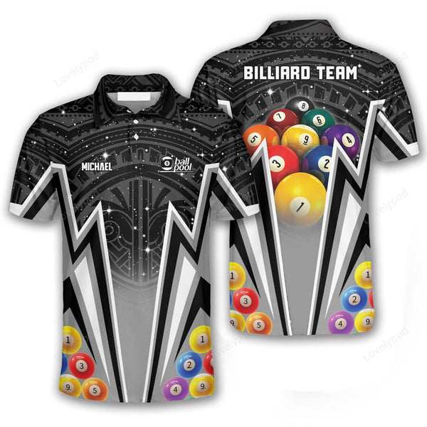 Maxcorners Kool Pool 9 Ball Billiard 3D Polo Shirts For Men, Billiard team shirts, Gift for Pool team player