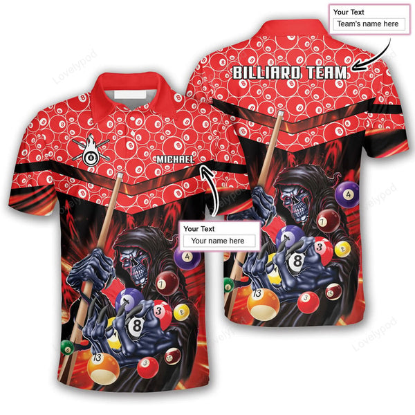 Maxcorners Fire Dead Stroke Billiard skull Shirts For Men, Billiard team shirts, Gift for Pool team player