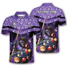 Maxcorners Fire Dead Stroke Billiard Skull 3D Polo Shirts
