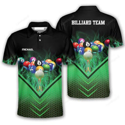 Maxcorners Fire Hive Pattern Billiard polo Shirts For Men, Billiard team shirts, Gift for Pool team player