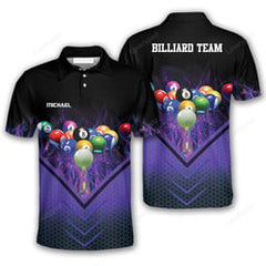 Maxcorners Fire Hive Pattern Billiard polo Shirts For Men, Billiard team shirts, Gift for Pool team player