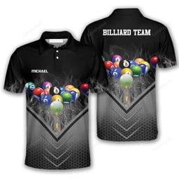 Maxcorners Fire Hive Pattern Billiard polo Shirts For Men, Billiard team shirts, Gift for Pool team player