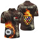 Maxcorners Fire Flame Lightning Billiard Balls Personalized Name 3D Shirt