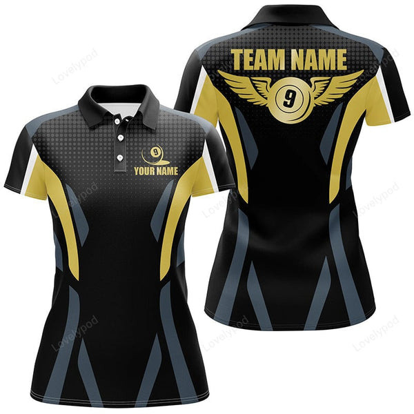 Maxcorners Personalized Billiard 9 Ball Pool 3D Polo Shirts For Women