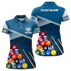 Maxcorners Personalized Name Billiard 3D Polo Shirts For Women