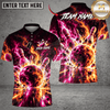 Maxcorners Bowling Bowling Ball & Fiery Energy Burst Graphic Multicolor Customized Name, Team Name 3D Shirts