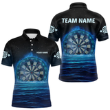 Maxcorners Men’s Personalized Darts Shirts With Navy Ocean, Stars Sky And Glowing Dartboard LM1605