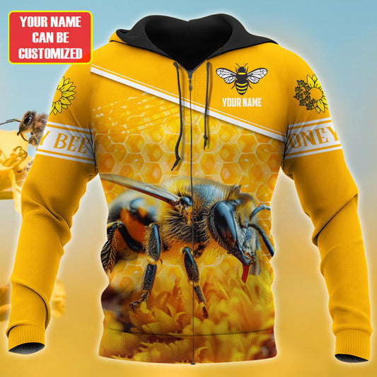 Maxcorners Personalized Name Honey Bee 24 All Over Printed Unisex Shirt LM1304