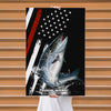 Maxcorners Salmon Fishing Power Jump Water Splash American Flag Design Personalized Name 3D Poster