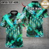 Maxcorners Bowling And Pins Neon Paint Burst Customized Name, Team Name 3D Shirt (4 Colors)