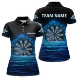 Maxcorners Men’s Personalized Darts Shirts With Navy Ocean, Stars Sky And Glowing Dartboard LM1605