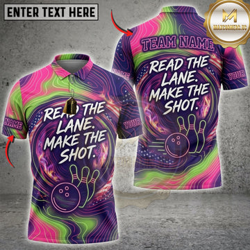 Maxcorners Bowling Green Neon Read The Lane Make The Shot Personalized Name 3D Unisex Shirt