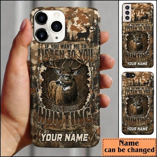 Maxcorners Hunting Deer Forest Vintage Camo Personalized Name 3D Phone Case
