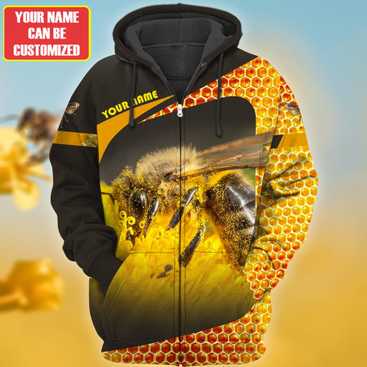 Maxcorners Personalized Name Honey Bee 25 All Over Printed Unisex Shirt LM1304