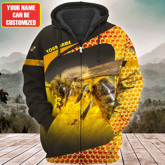 Maxcorners Personalized Name Honey Bee 25 All Over Printed Unisex Shirt LM1304