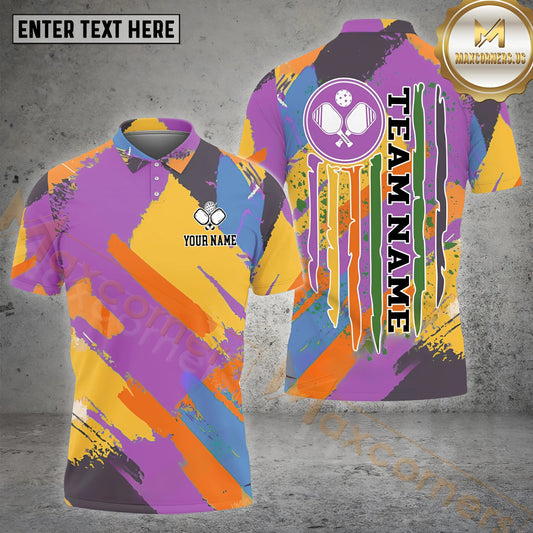 Maxcorners Pickleball Ball Colorful Customized Name, Team Name 3D Shirt (4 colors)