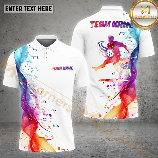 Maxcorners Pickleball Music Color Pattern Customized Name, Team Name 3D Shirt (4 colors)
