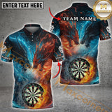 Maxcorners Dartboard Water Dragon VS Fire Dragon Darts Jersey Customized Name, Team Name 3D Polo Shirt