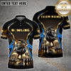Maxcorner Bowling Ball & Pins Premium Golden Multicolor Option Customized Name 3D Shirt (6 Colors)