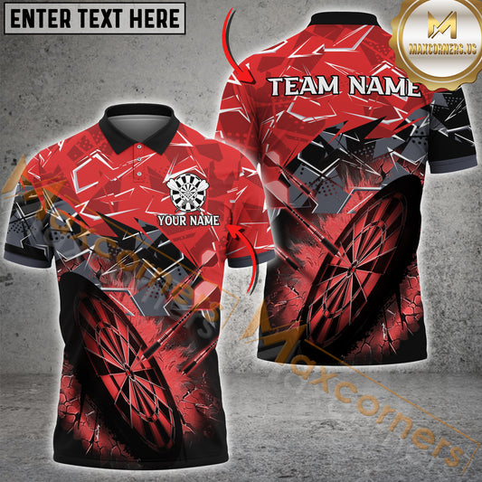 Maxcorners Darts Earthquake Pattern Multicolor Options Personalized Name, Team Name 3D Polo Shirt (4 Colors)
