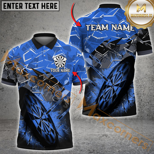 Maxcorners Darts Earthquake Pattern Multicolor Options Personalized Name, Team Name 3D Polo Shirt (4 Colors)